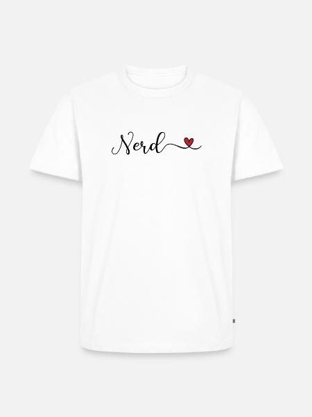 Nerd Schriftzug mit Herz - Männer Premium Bio T-Shirt - Weiß