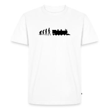 Cheminot / Chemin de fer / Train / Metro - T-shirt Premium bio Homme - blanc - Devant - Nico (187cm)