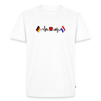 Cardio heart with Flag Germany and flag Netherlands - Men's Premium Organic T-Shirt - white - Front - Nico (187cm)