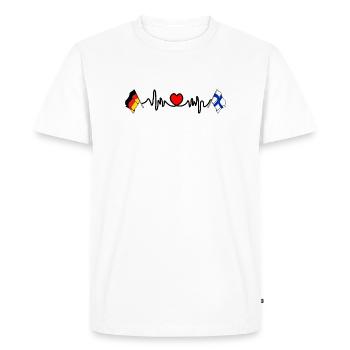 Cardio coeur avec drapeau Allemagne et drapeau Finlande - T-shirt Premium bio Homme - blanc - Devant - Nico (187cm)