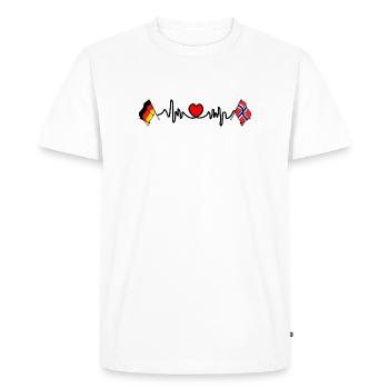 Cardio heart with Flag Germany and flag Norway - Men's Premium Organic T-Shirt - white - Front - Nico (187cm)