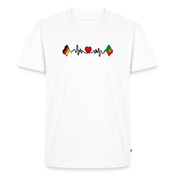 Cardio coeur avec drapeau Allemagne et drapeau Portugal - T-shirt Premium bio Homme - blanc - Devant - Nico (187cm)