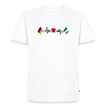 Cardio heart with Flag Germany and flag Italy - Men's Premium Organic T-Shirt - white - Front - Nico (187cm)