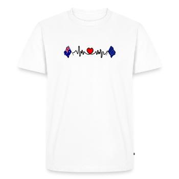 Cardio coeur avec drapeau de l’Australie et drapeau de l’Europe - T-shirt Premium bio Homme - blanc - Devant - Nico (187cm)