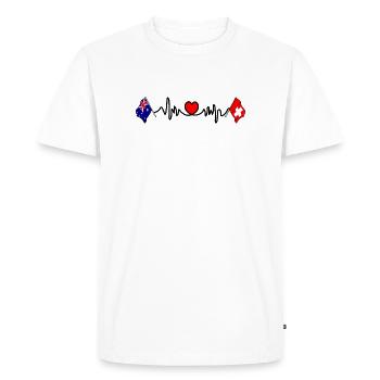 Cardio coeur avec drapeau Australie drapeau Suisse - T-shirt Premium bio Homme - blanc - Devant - Nico (187cm)
