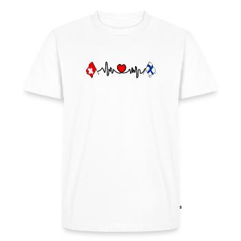 Cardio coeur avec drapeau Suisse, drapeau Finlande - T-shirt Premium bio Homme - blanc - Devant - Nico (187cm)