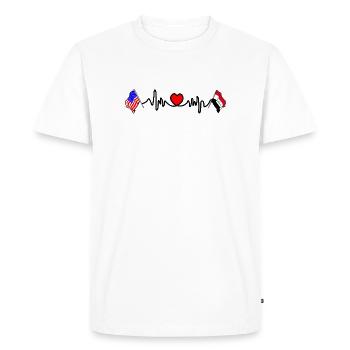 Cardio heart avec drapeau des États-Unis et de l’Irak - T-shirt Premium bio Homme - blanc - Devant - Nico (187cm)