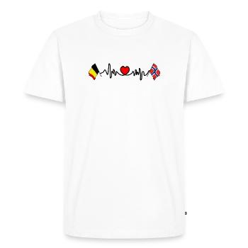 Cardio heart Flag Belgium, flag Norway - Men's Premium Organic T-Shirt - white - Front - Nico (187cm)