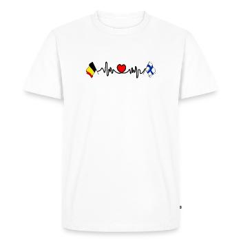 Cardio heart Drapeau Belgique, drapeau Finlande - T-shirt Premium bio Homme - blanc - Devant - Nico (187cm)