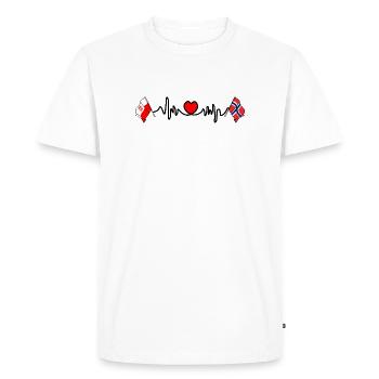 Cardio heart Flag Poland, flag Norway - Men's Premium Organic T-Shirt - white - Front - Nico (187cm)