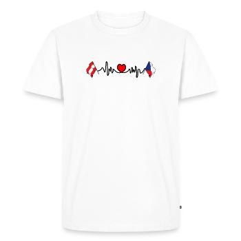 Cardio heart Drapeau Autriche, drapeau République tchèque - T-shirt Premium bio Homme - blanc - Devant - Nico (187cm)