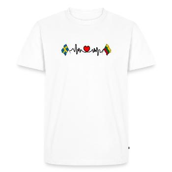 Cardio heart Drapeau Suède, drapeau Lituanie - T-shirt Premium bio Homme - blanc - Devant - Nico (187cm)