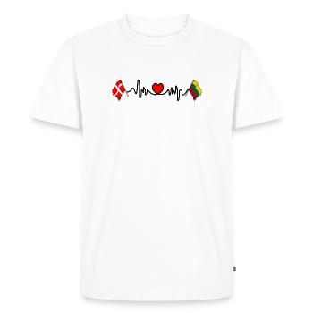 Cardio heart Drapeau Danemark, drapeau Lituanie - T-shirt Premium bio Homme - blanc - Devant - Nico (187cm)