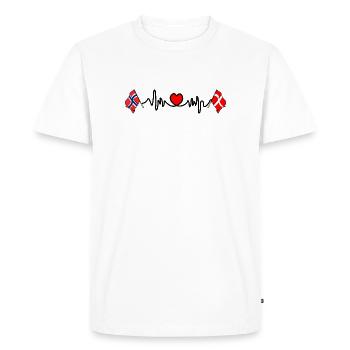 Cardio heart Flag Norway, flag Denmark - Men's Premium Organic T-Shirt - white - Front - Nico (187cm)