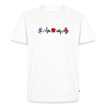 Cardio coeur Drapeau Finlande, drapeau Norvège - T-shirt Premium bio Homme - blanc - Devant - Nico (187cm)