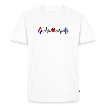 Cardio heart avec Flag Pays-Bas, Frise - T-shirt Premium bio Homme - blanc - Devant - Nico (187cm)