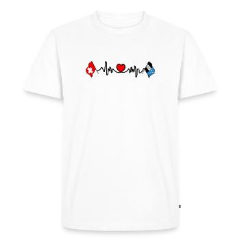 Cardio heart Flag Switzerland and flag Aargau - Men's Premium Organic T-Shirt - white - Front - Nico (187cm)