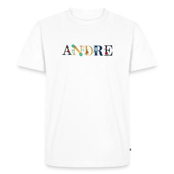 ANDRE Nom Orné de Fleurs - T-shirt Premium bio Homme - blanc - Devant - Nico (187cm)