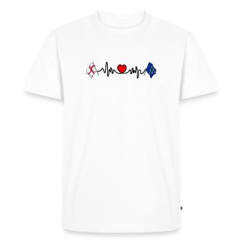 Drapeau du West Sussex + battement de cœur & drapeau anglais - T-shirt Premium bio Homme - blanc - Devant - Nico (187cm)