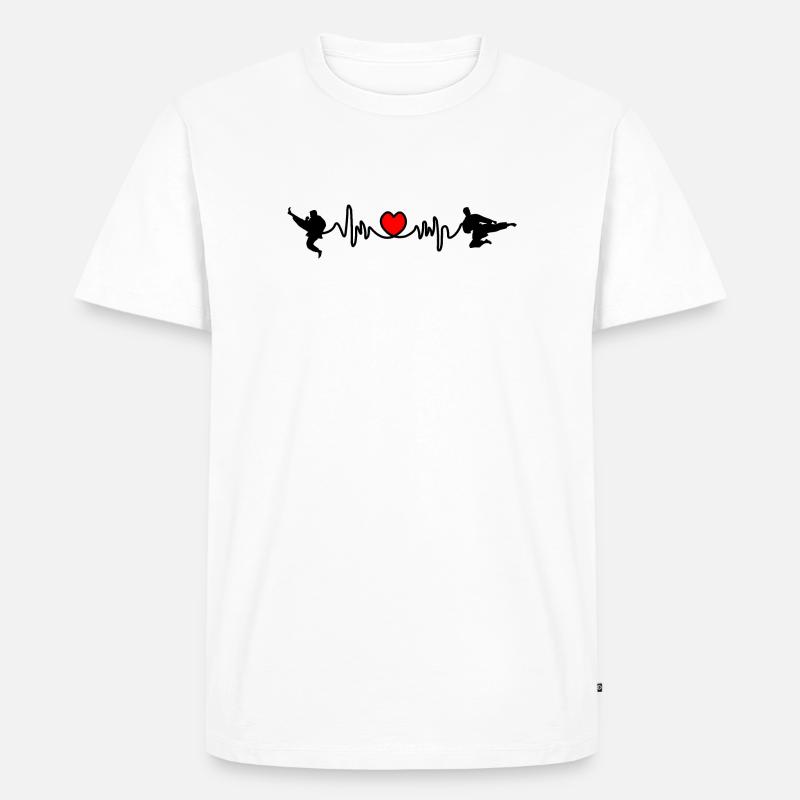 Karate Cardio oder Herzfrequenz mit Karate-Kicks - Männer Premium Bio T-Shirt - Weiß