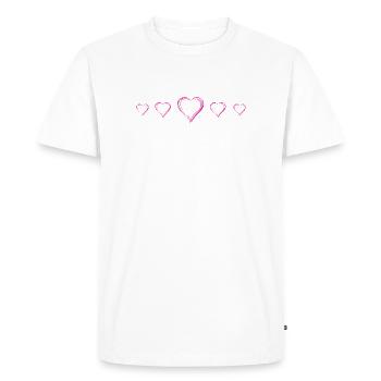 Cœurs roses dessinés à la main Gribouillis Romance Amour - T-shirt Premium bio Homme - blanc - Devant - Nico (187cm)