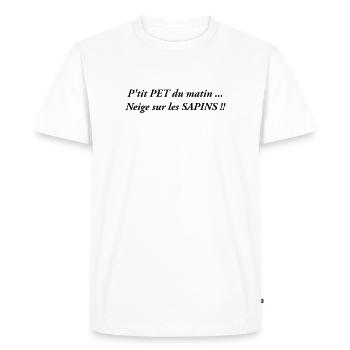 P'tit pet du matin neige sur les sapins - T-shirt Premium bio Homme - blanc - Devant - Nico (187cm)