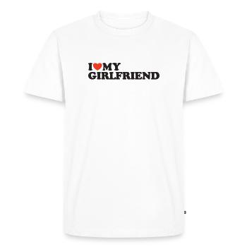 J’aime ma chemise coeur de copine - T-shirt Premium bio Homme - blanc - Devant - Nico (187cm)