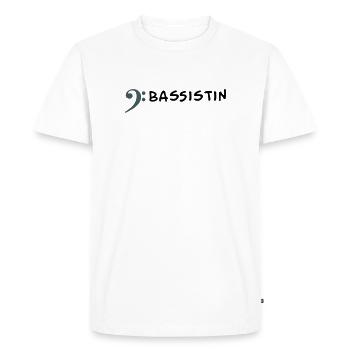 Je joue de la basse - Je suis bassiste - T-shirt Premium bio Homme - blanc - Devant - Nico (187cm)