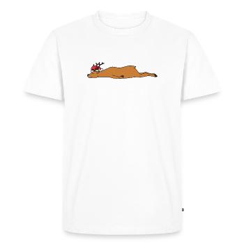 Sleeping Christmas Reindeer Funny Holiday Art - Men's Premium Organic T-Shirt - white - Front - Nico (187cm)