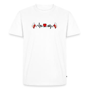 Battement de cœur du drapeau de Haute-Autriche - T-shirt Premium bio Homme - blanc - Devant - Nico (187cm)