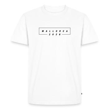 Majorque 2026 - T-shirt Premium bio Homme - blanc - Devant - Nico (187cm)