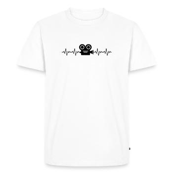 Caméra vidéo Vidéaste ECG Battement de cœur - T-shirt Premium bio Homme - blanc - Devant - Nico (187cm)