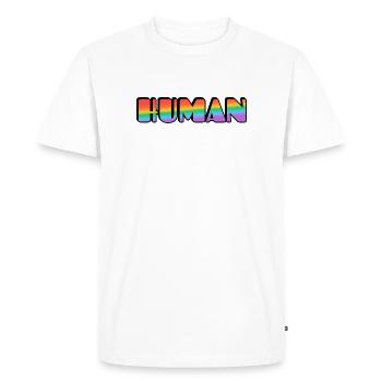 Typographie humaine arc-en-ciel - T-shirt Premium bio Homme - blanc - Devant - Nico (187cm)