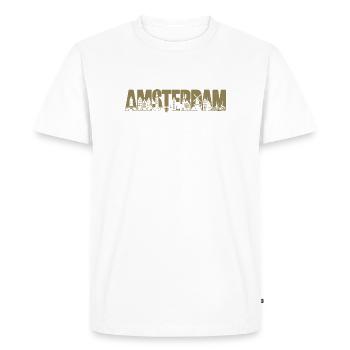 Amsterdam Hollande Pays-Bas Silhouette Holidays Se - T-shirt Premium bio Homme - blanc - Devant - Nico (187cm)