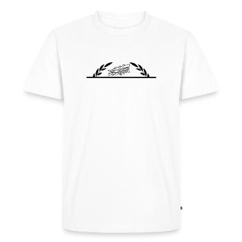 Crochet with half laurel wreath - Men's Premium Organic T-Shirt - white - Front - Nico (187cm)
