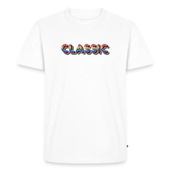 Classic Rainbow Retro Text - Men's Premium Organic T-Shirt - white - Front - Nico (187cm)