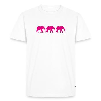 Éléphants roses en motif répétitif - T-shirt Premium bio Homme - blanc - Devant - Nico (187cm)
