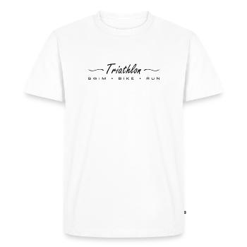 Triathlon Natation Course Cyclisme - T-shirt Premium bio Homme - blanc - Devant - Nico (187cm)