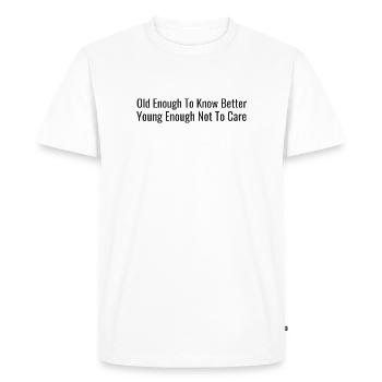 Assez grand, dites-le-nous – assez jeune, peu importe - T-shirt Premium bio Homme - blanc - Devant - Nico (187cm)