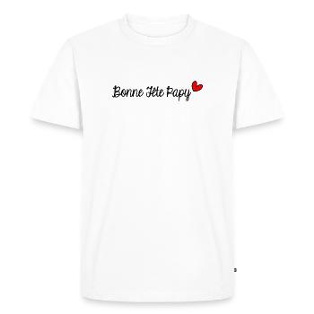 PAPY. PAPA. FÊTE DES PÈRES. BONNE FÊTE PAPY. - T-shirt Premium bio Homme - blanc - Devant - Nico (187cm)