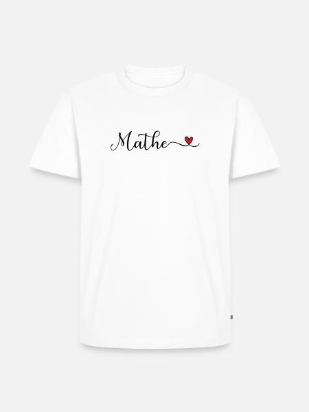 Mathe Schriftzug mit Herz - Männer Premium Bio T-Shirt - Weiß