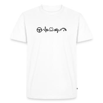 Cardio fréquence cardiaque de la voiture de sport avec compteur de vitesse - T-shirt Premium bio Homme - blanc - Devant - Nico (187cm)