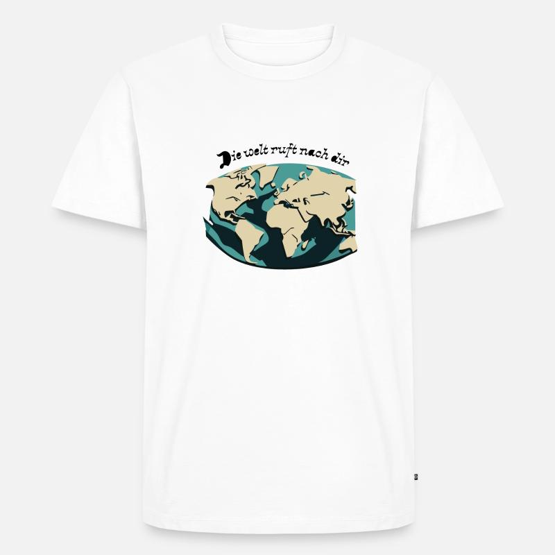Die Welt ruft nach dir - Männer Premium Bio T-Shirt - Weiß