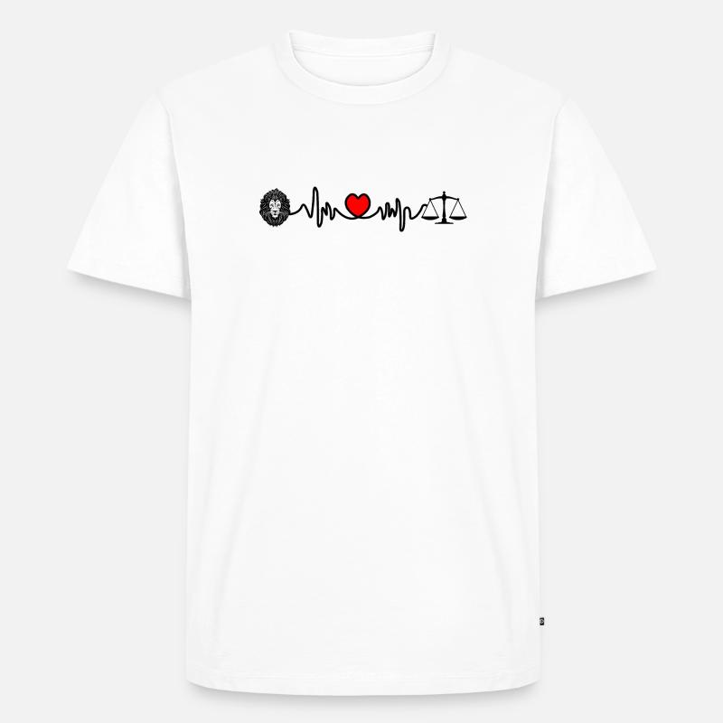Herzfrequenz-Cardio-Löwen-Waage - Männer Premium Bio T-Shirt - Weiß