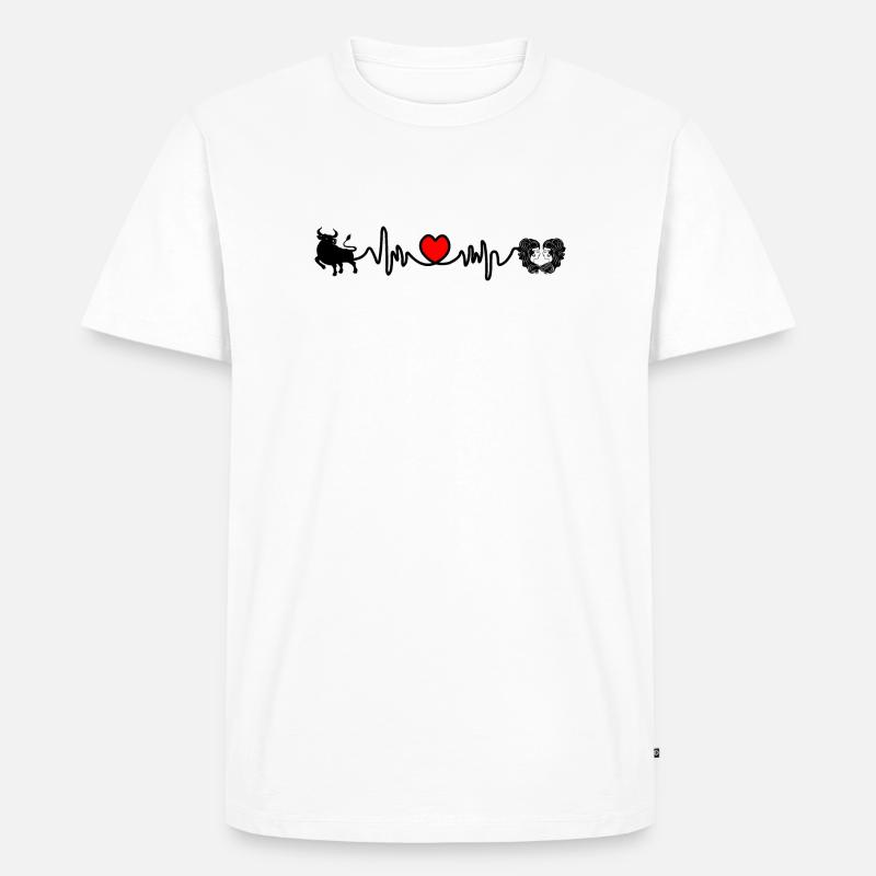 Herzfrequenz Cardio Stier Jungfrau - Männer Premium Bio T-Shirt - Weiß