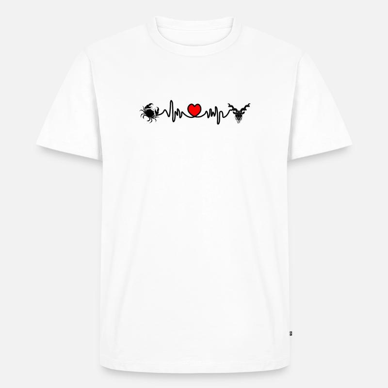 Herzfrequenz Kardio Krebs Steinbock - Männer Premium Bio T-Shirt - Weiß