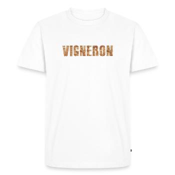 Vigneron – Typographie en bouchons de vin - T-shirt Premium bio Homme - blanc - Devant - Nico (187cm)