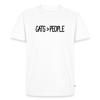 Chats>Gens Drôle de Chat - T-shirt Premium bio Homme - blanc - Devant - Nico (187cm)