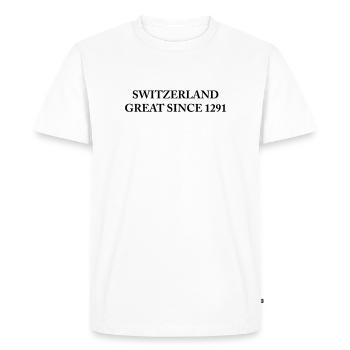 La Grande Suisse depuis 1291 - T-shirt Premium bio Homme - blanc - Devant - Nico (187cm)