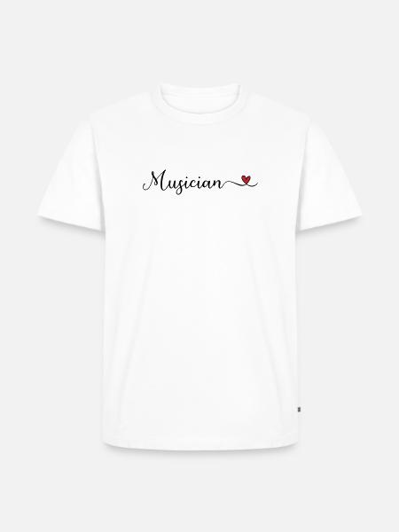Musikerherz-Typografie - Männer Premium Bio T-Shirt - Weiß